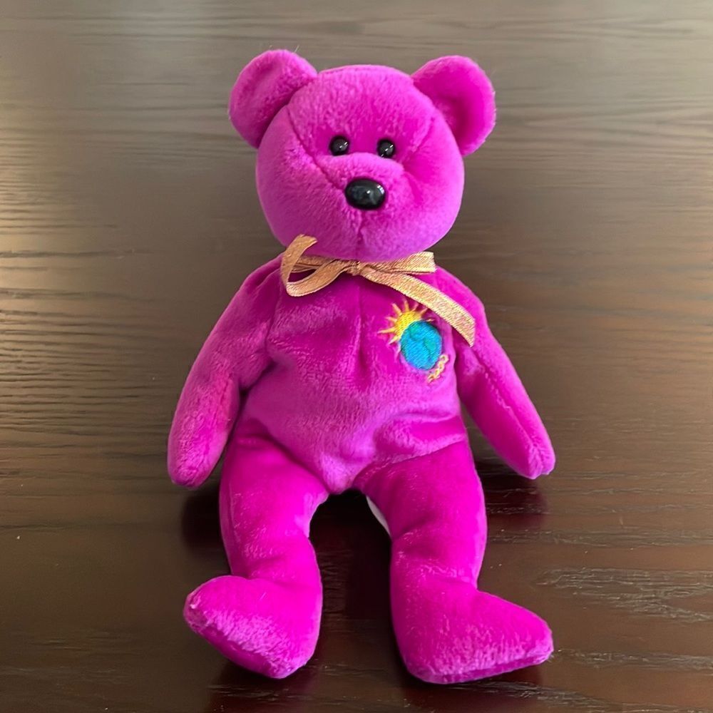 Vintage 1999 Original Ty Beanie Baby Millennium the Purple Bear Excellent Condi…